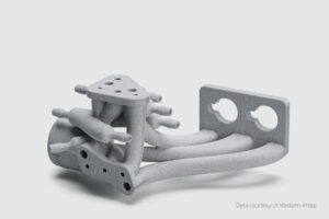 Nahaufnahme eines flammhemmenden 3D-gedruckten Bauteils