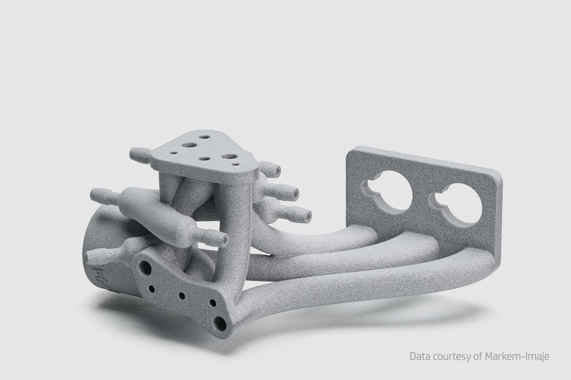 Nahaufnahme eines flammhemmenden 3D-gedruckten Bauteils